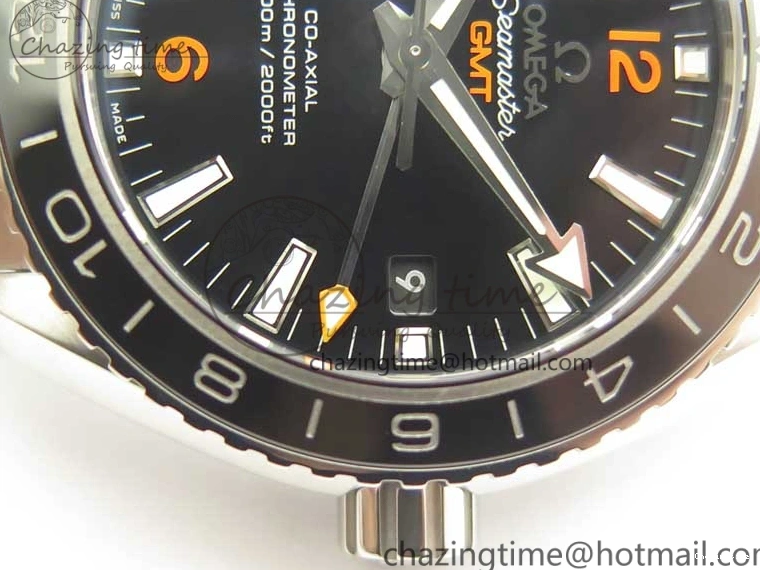 0304 Planet Ocean 600M Co-Axial GMT 43.5mm VSF 1:1 Best Edition Black Dial Orange Markers on SS Bracelet A8605 Super Clone Elegant 8024